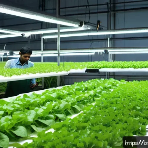 Home 29 도시농업관리사 취업 성공 사례 - A vibrant urban hydroponic farm scene in a bustling Bengali city setting, showcasing young entrepren...