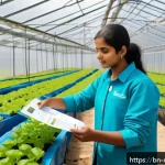Home 16 도시농업관리사 자격증 독학 가능성 - A detailed urban agriculture manager teaching a diverse group of Bengali students in a modern greenh...